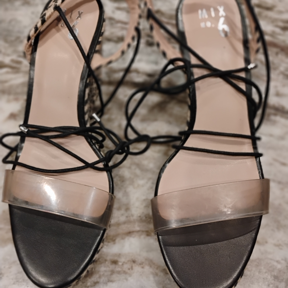 Mix No. 6 Black and Clear Strappy Sandals